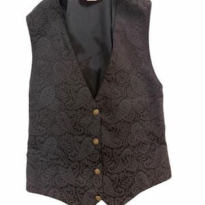 Wrapper Black paisley acetate vest with gold buttons